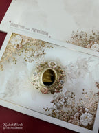 KLB845 Floral Design Creme Color Hardboard Padding Thick Wedding Card (2 Page & Couple Name Acrylic)