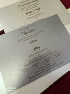 KLB853 White Golden Color Velvet Hardboard Padding Thick Wedding Card (2 Page & Couple Name Acrylic)