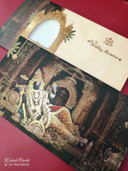 KLB917 Brown Lord Vishnu Padded Thick Wedding Card (2 Page)-Kalash Cards