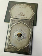 KLB931 Green Traditional Laser Cut Padded Thick Wedding Card (2 Page & Couple Name Acrylic)-Kalash Cards