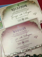 KLB937 Royal Blue Bride Groom Padded Thick Wedding Card (2 Page & Couple Name Wooden Plate)-Kalash Cards