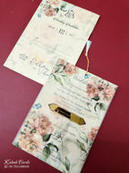 KLB-971 Orange Rose Floral Wedding Card (2 Page & Couple Name Acrylic)-Kalash Cards