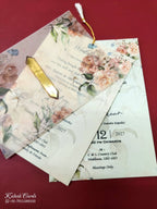 KLB-971 Orange Rose Floral Wedding Card (2 Page & Couple Name Acrylic)-Kalash Cards