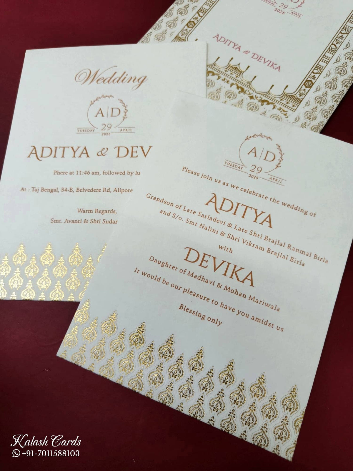 KLB-973 White Floral Wedding Card (2 Page)-Kalash Cards