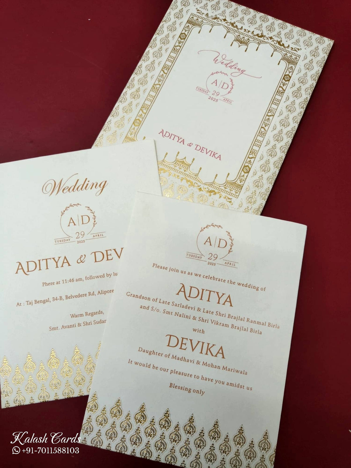 KLB-973 White Floral Wedding Card (2 Page)-Kalash Cards