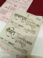 KLB-981 Creme Lotus Floral Semi Box Wedding Card (2 Page & Couple Name Acrylic)-Kalash Cards