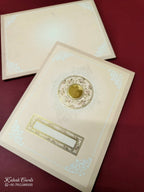 KLB-984 Creme Traditional Semi Box Wedding Card (2 Page)-Kalash Cards