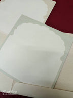 KLB-987 Creme Royal Arch Semi Box Wedding Card (2 Page & Couple Name Acrylic)-Kalash Cards
