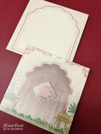 KLB-988 Pink Royal Arch Semi Box Wedding Card (2 Page)-Kalash Cards