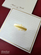 KLB-993 White Traditional Embossed Padded Thick Wedding Card (2 Page & Couple Name Acrylic)