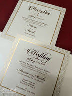 KLB-993 White Traditional Embossed Padded Thick Wedding Card (2 Page & Couple Name Acrylic)
