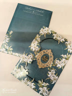 KLB-994 Green Floral Laser Cut 3-Fold Style Wedding Card (2 Page)