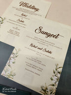KLB-994 Green Floral Laser Cut 3-Fold Style Wedding Card (2 Page)