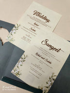KLB-994 Green Floral Laser Cut 3-Fold Style Wedding Card (2 Page)