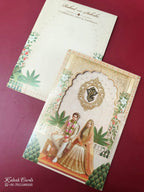 KLB-995 Peach Bride Groom Laser Cut 3-Fold Style Wedding Card (2 Page)