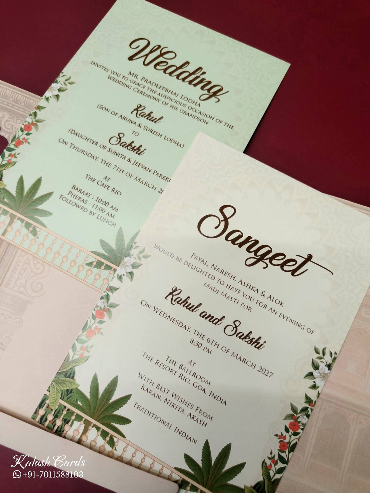 KLB-995 Peach Bride Groom Laser Cut 3-Fold Style Wedding Card (2 Page)