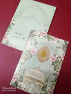 KLB-996 Green Royal Arch Laser Cut 3-Fold Style Wedding Card (2 Page)