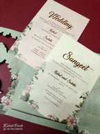 KLB-996 Green Royal Arch Laser Cut 3-Fold Style Wedding Card (2 Page)