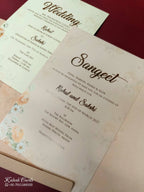 KLB-997 Peach Floral Laser Cut 3-Fold Style Wedding Card (2 Page)