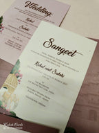 KLB-998 Brown Royal Fort Elephant Laser Cut 3-Fold Style Wedding Card (2 Page)