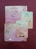 KLB506 Floral Design Paper Wedding Card with Transparent Insert - Kalash Cards