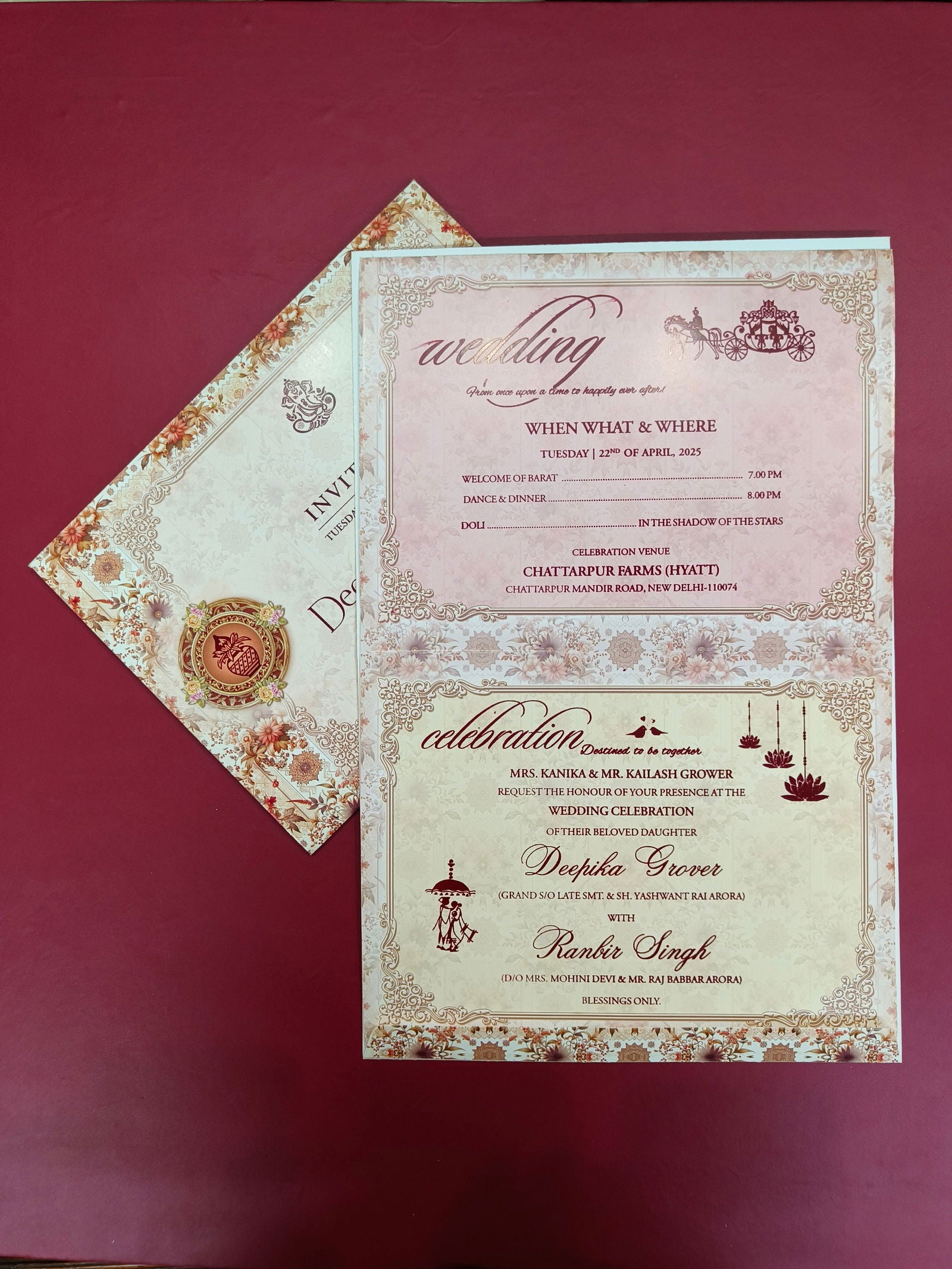 KLB509 Floral Design Paper Wedding Card - Kalash Cards