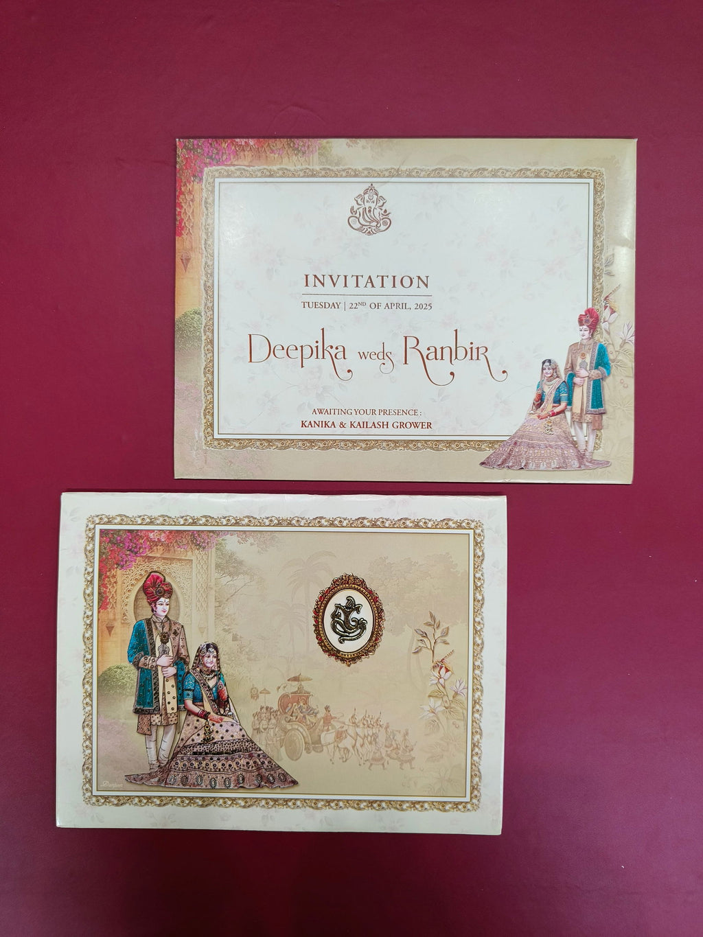 KLB510 Dulha Dulhan Design Paper Wedding Card - Kalash Cards