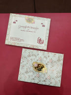 KLB525 Floral Design Semi Box Paper Wedding Card with Couple Name Acrylic Mirror - Kalash Cards