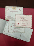 KLB525 Floral Design Semi Box Paper Wedding Card with Couple Name Acrylic Mirror - Kalash Cards