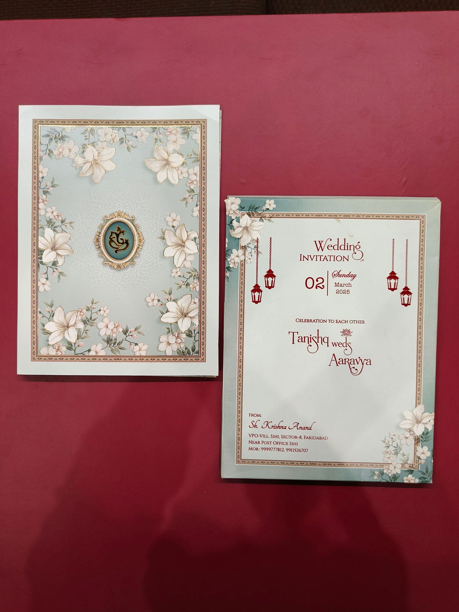 KLB534 Floral Design Semi Box Paper Wedding Card - Kalash Cards