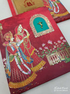KLB536 Traditional Raja Rani Design Padding Hardboard Thick Wedding Card (2 Page & 1 Envelope)