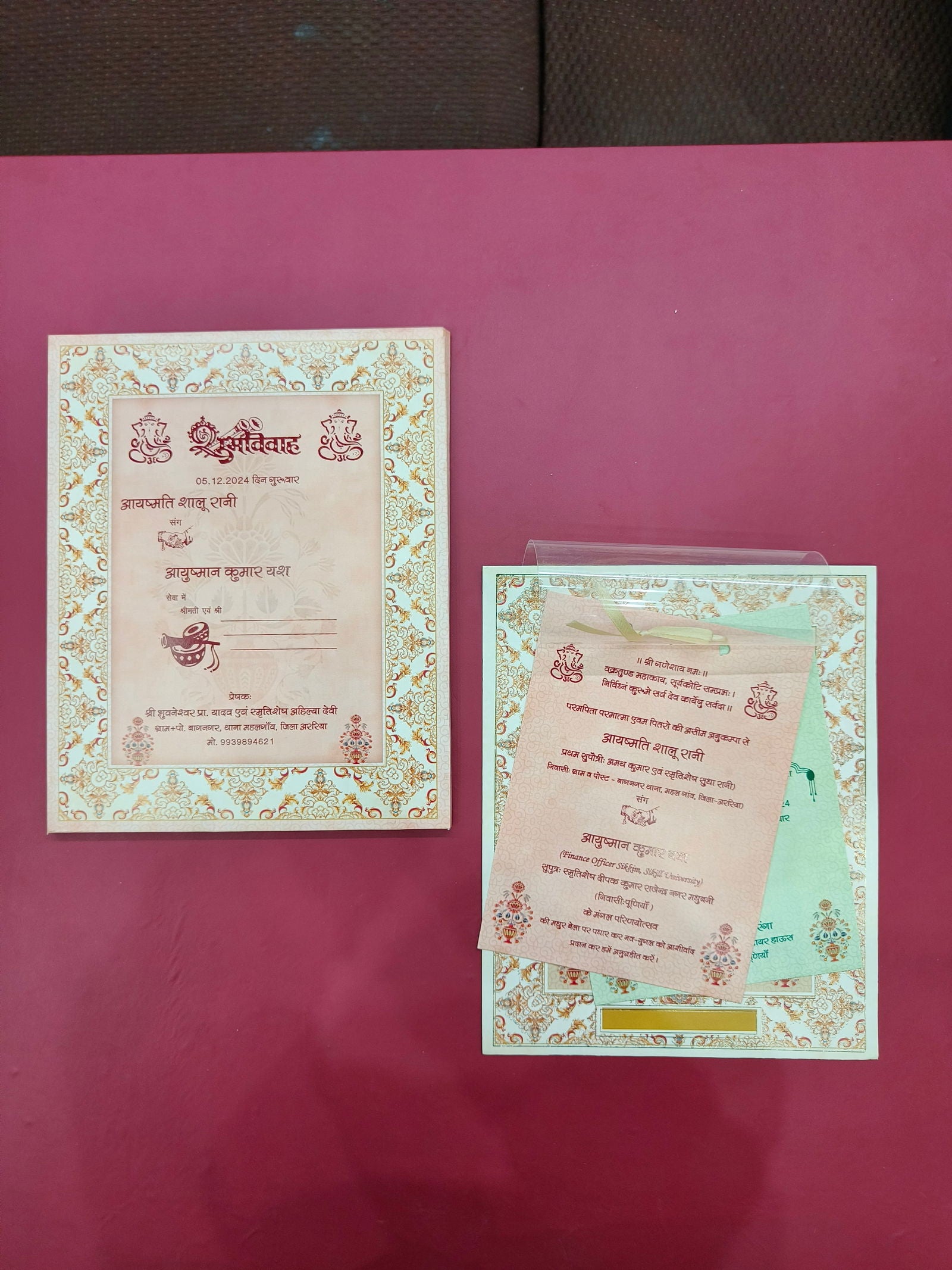 KLB541 Floral Design Semi Box Paper Wedding Card - Kalash Cards