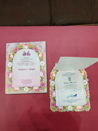 KLB544 Floral Design Semi Box Paper Wedding Card - Kalash Cards