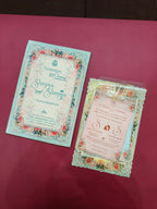 KLB546 Floral Design Semi Box Paper Wedding Card - Kalash Cards