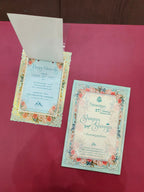 KLB546 Floral Design Semi Box Paper Wedding Card - Kalash Cards