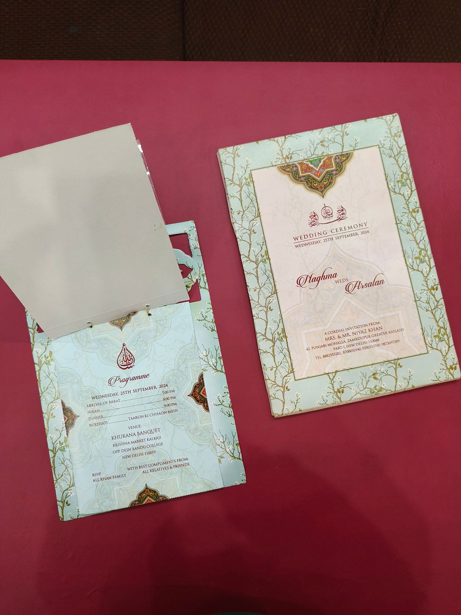 KLB547 Floral Design Semi Box Paper Wedding Card - Kalash Cards