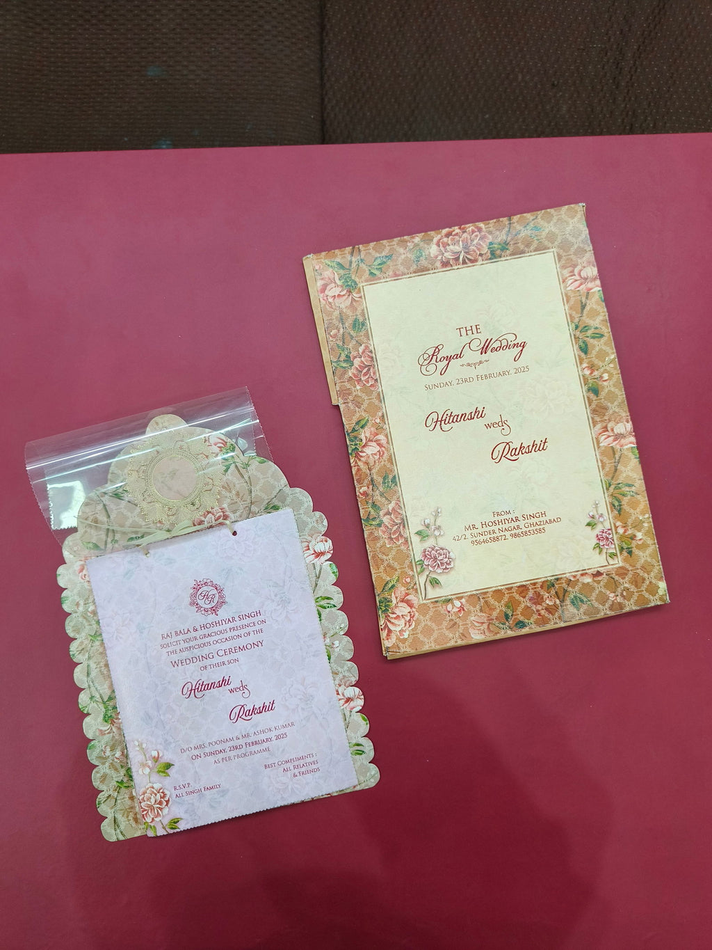 KLB548 Floral Design Semi Box Paper Wedding Card - Kalash Cards