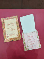 KLB548 Floral Design Semi Box Paper Wedding Card - Kalash Cards