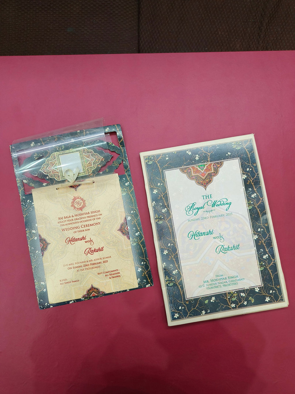 KLB549 Floral Design Semi Box Paper Wedding Card - Kalash Cards