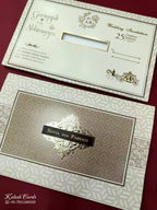 KLB552 Traditional Design Creme Grey Color Semi Box Wedding Card (2 Page)