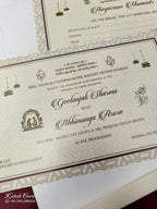 KLB552 Traditional Design Creme Grey Color Semi Box Wedding Card (2 Page)