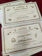 KLB552 Traditional Design Creme Grey Color Semi Box Wedding Card (2 Page)