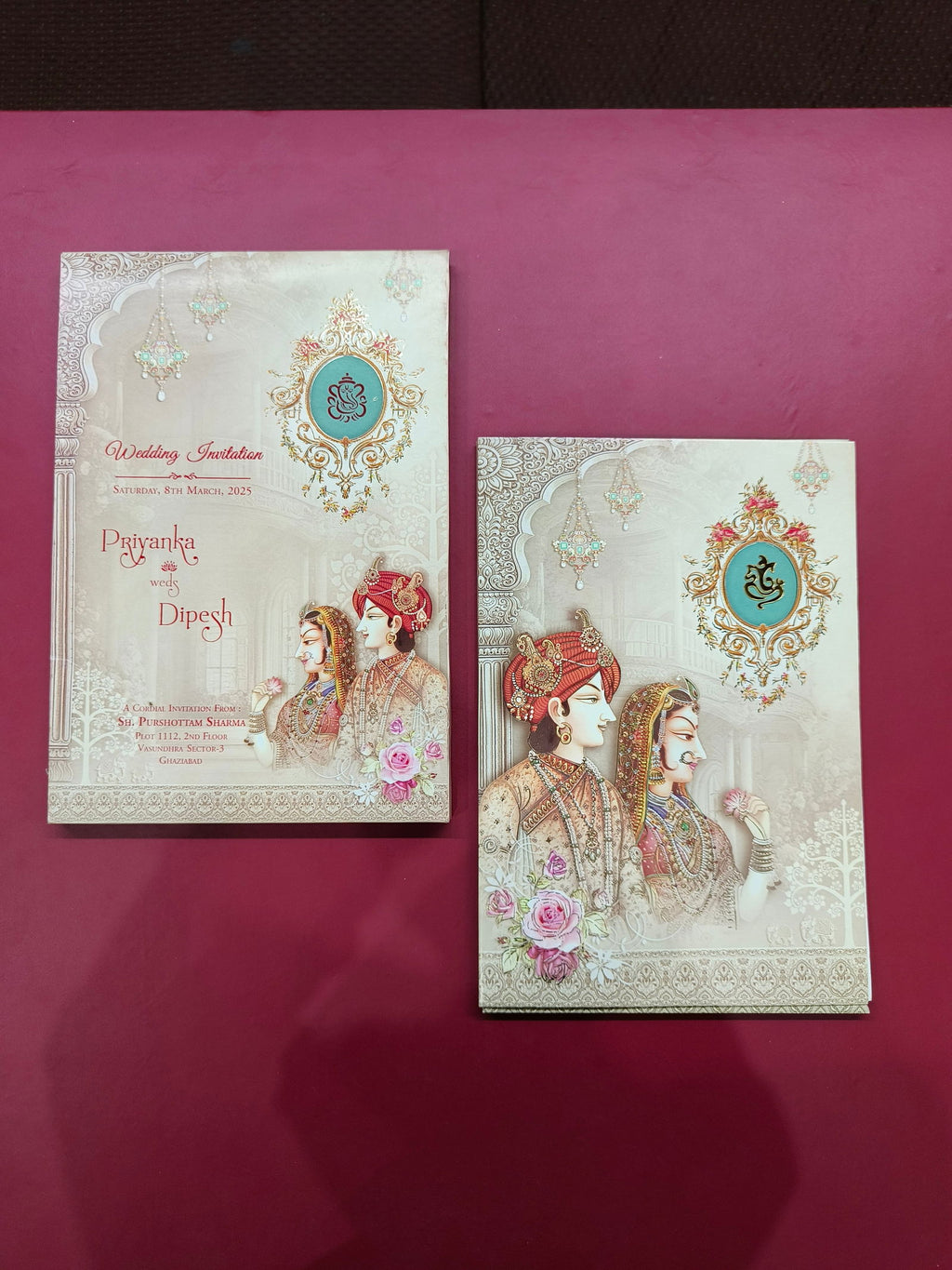 KLB552 Dulha Dulhan Design Semi Box Paper Wedding Card - Kalash Cards