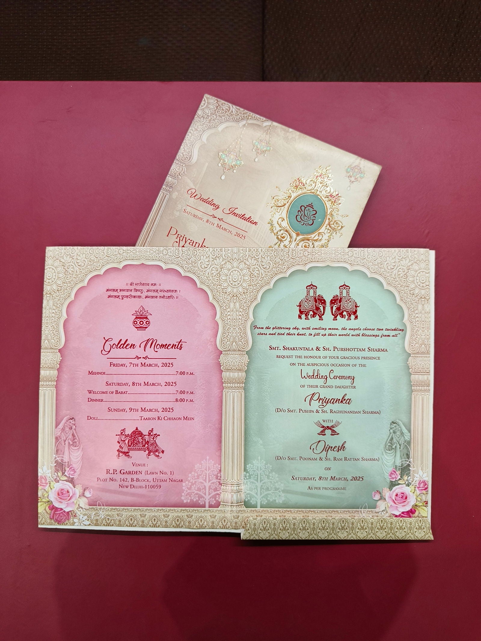 KLB552 Dulha Dulhan Design Semi Box Paper Wedding Card - Kalash Cards