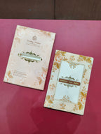 KLB553 Floral Design Semi Box Paper Wedding Card with Wooden Plate - Kalash Cards