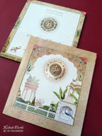 KLB554 Royal Fort Peacock Design Brown Color Semi Box Wedding Card (2 Page)