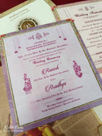 KLB554 Royal Fort Peacock Design Brown Color Semi Box Wedding Card (2 Page)