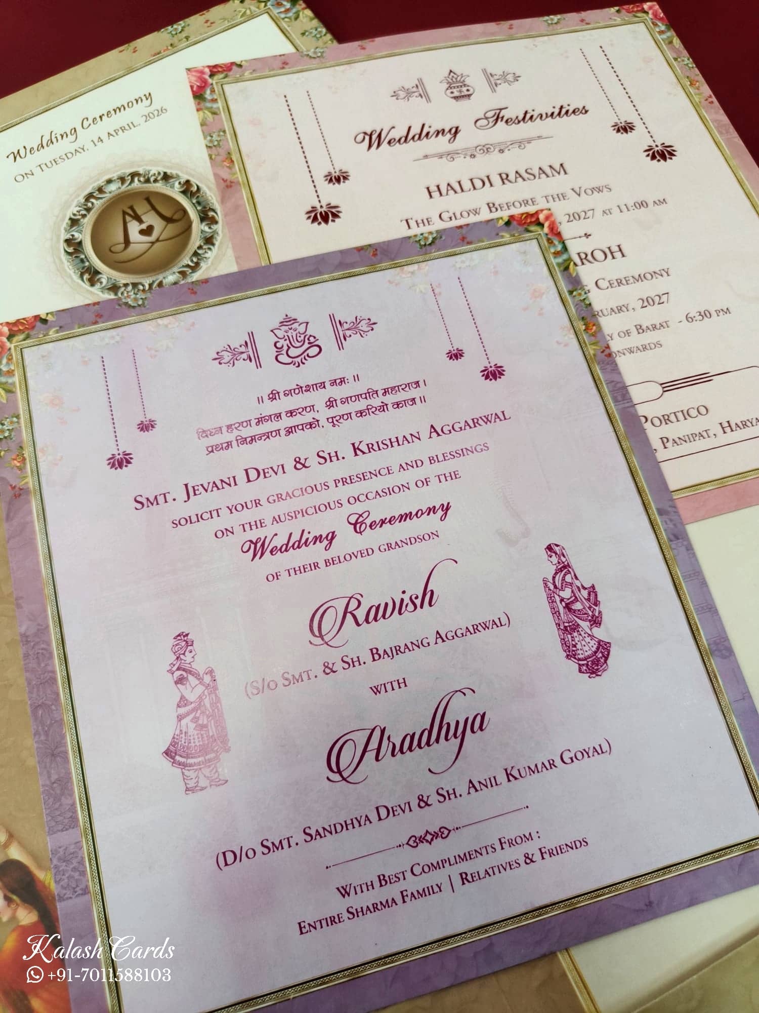 KLB554 Royal Fort Peacock Design Brown Color Semi Box Wedding Card (2 Page)