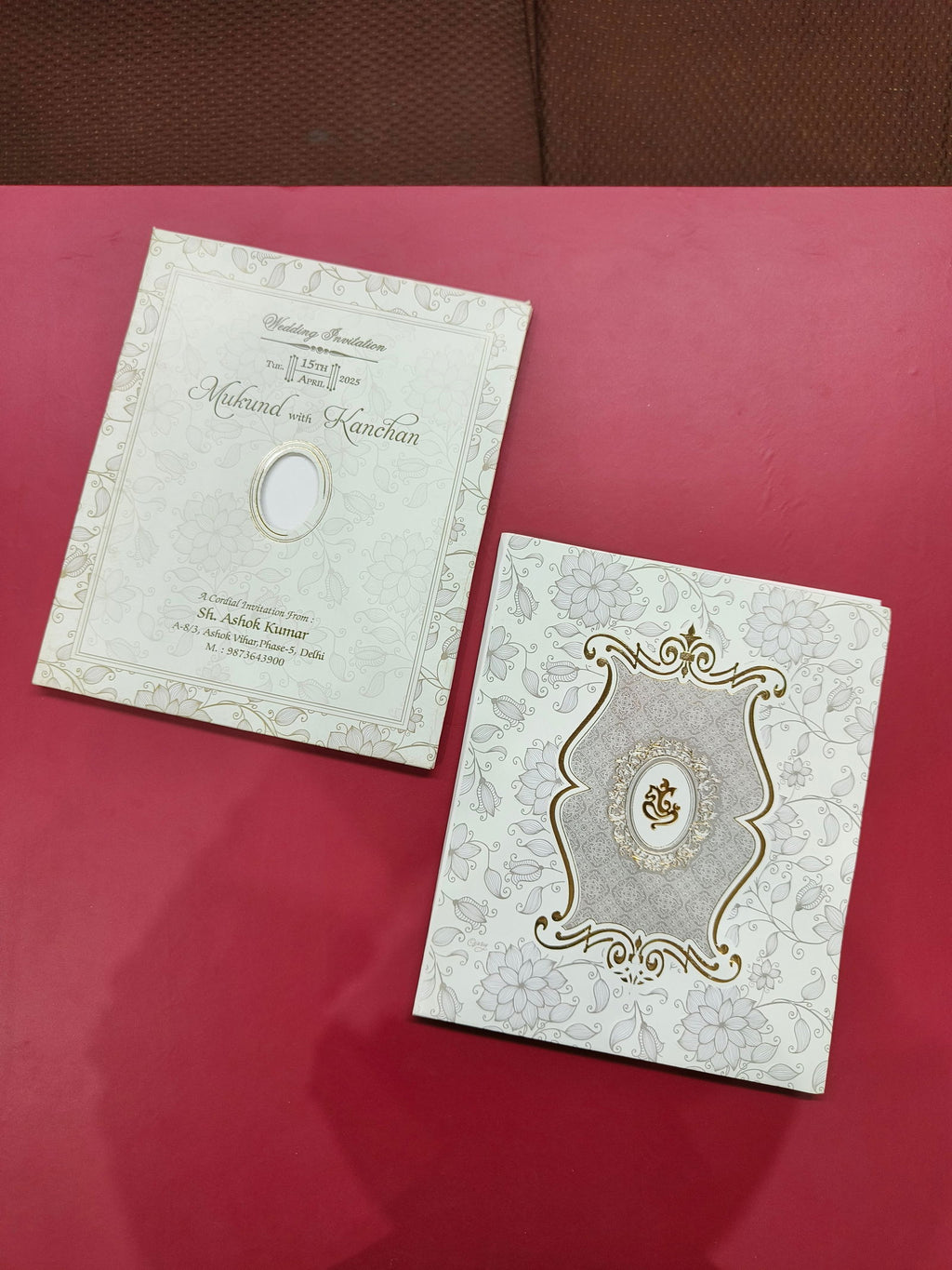 KLB556 Traditional Design Semi Box Paper Wedding Card - Kalash Cards