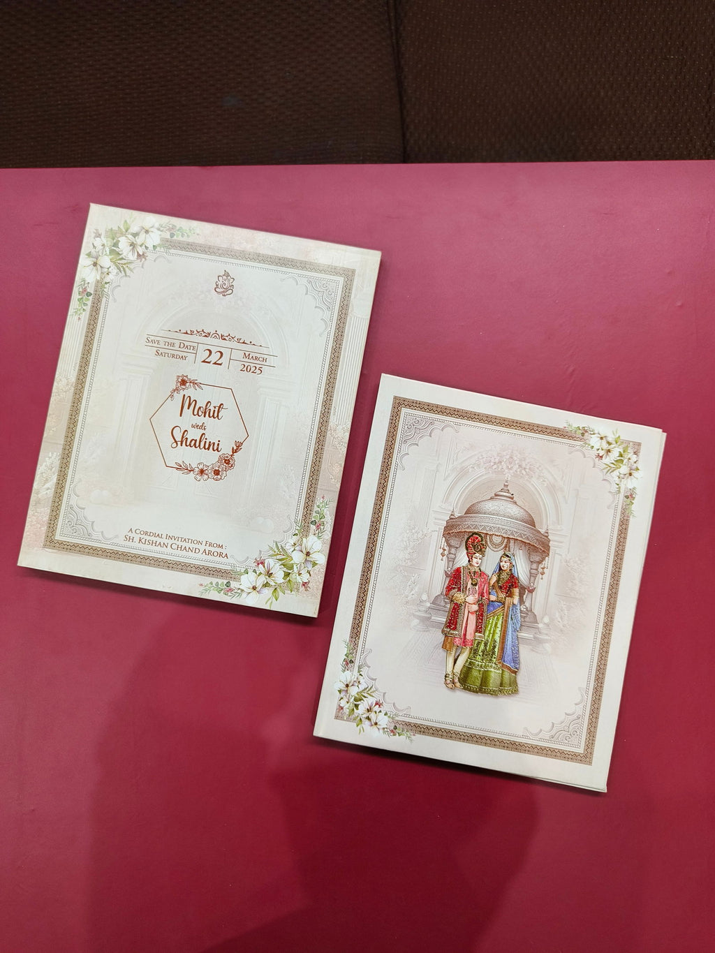 KLB557 Dulha Dulhan Design Semi Box Paper Wedding Card - Kalash Cards